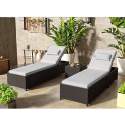 Vancouver Rattan Sun Lounger Set, Black / With Rain Cover - thumbnail 2