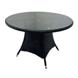 Aura 4 Seater Round Dining Table Set Rattan Garden Set, Black / With Rain Cover - thumbnail 4