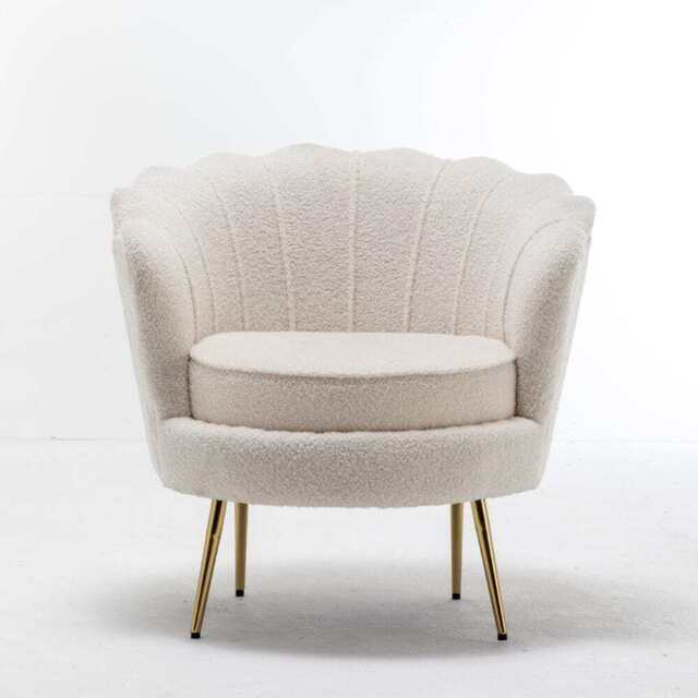 Mollis Plush Boucle Shell Chair In Beige - image 1