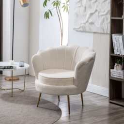 Mollis Plush Boucle Shell Chair In Beige - thumbnail 2