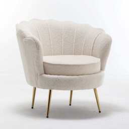 Mollis Plush Boucle Shell Chair In Beige - thumbnail 3