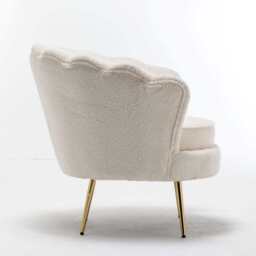 Mollis Plush Boucle Shell Chair In Beige - thumbnail 5