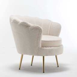 Mollis Plush Boucle Shell Chair In Beige - thumbnail 4
