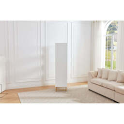 Modern White Storage Cabinet with Shelves – Living Room Bookcase with Cupboard - thumbnail 5