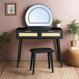 Boho Dressing Table and Stool Set With Led Mirror - thumbnail 1