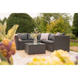 Vancouver 5 Seater Rattan Corner Sofa Patio Set Garden Sofa Set In Black, Without Rain Cover - thumbnail 3