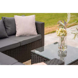 Vancouver 5 Seater Rattan Corner Sofa Patio Set Garden Sofa Set In Black, Without Rain Cover - thumbnail 6