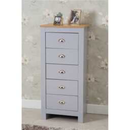 Heritage 5 Drawer Tall Chest In Grey and Oak - thumbnail 3