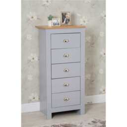 Heritage 5 Drawer Tall Chest In Grey and Oak - thumbnail 2