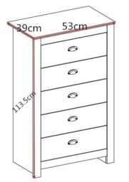 Heritage 5 Drawer Tall Chest In Grey and Oak - thumbnail 7