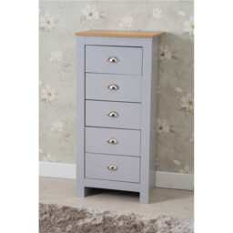 Heritage 5 Drawer Tall Chest In Grey and Oak - thumbnail 6
