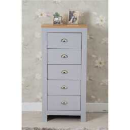 Heritage 5 Drawer Tall Chest In Grey and Oak - thumbnail 1
