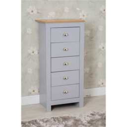 Heritage 5 Drawer Tall Chest In Grey and Oak - thumbnail 5