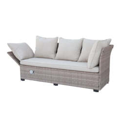 Galle 9 Seater Rattan Garden Furniture Arm Reclining Corner Sofa Set With Rising Table, Without Rain Cover - thumbnail 9