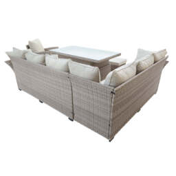 Galle 9 Seater Rattan Garden Furniture Arm Reclining Corner Sofa Set With Rising Table, Without Rain Cover - thumbnail 6