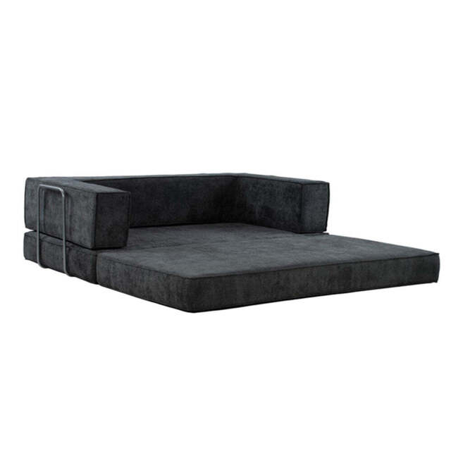 Hugspacee Velvet Compressed Daybed Upholstered Lounge Sofa, Grey