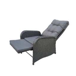 Outdoor Furniture Rattan Recliner Armchairs and ice bucket Table Set, Dark Grey - thumbnail 9