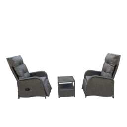 Outdoor Furniture Rattan Recliner Armchairs and ice bucket Table Set, Dark Grey - thumbnail 4