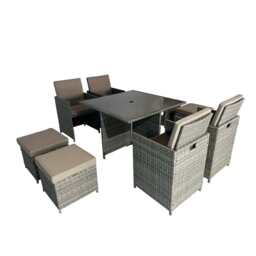 Eton Rattan Garden 8 Seater Cube Set In Grey, Without Parasol - thumbnail 2