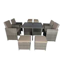 Eton Rattan Garden 8 Seater Cube Set In Grey, Without Parasol - thumbnail 3