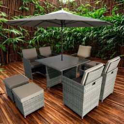 Eton Rattan Garden 8 Seater Cube Set In Grey, Without Parasol - thumbnail 6