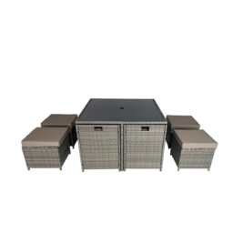 Eton Rattan Garden 8 Seater Cube Set In Grey, Without Parasol - thumbnail 5