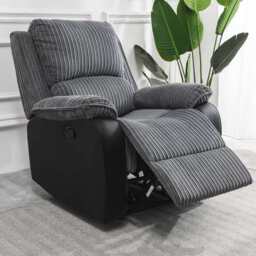 Boston Grey Plush Fabric Recliner Armchair, Manual Recliner - thumbnail 5