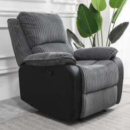 Boston Grey Plush Fabric Recliner Armchair, Manual Recliner - thumbnail 3