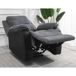 Boston Grey Plush Fabric Recliner Armchair, Manual Recliner - thumbnail 1