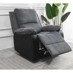 Boston Grey Plush Fabric Recliner Armchair, Manual Recliner - thumbnail 4