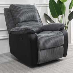 Boston Grey Plush Fabric Recliner Armchair, Manual Recliner - thumbnail 2