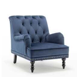 Darwin Velvet Accent Chair In Blue - thumbnail 8