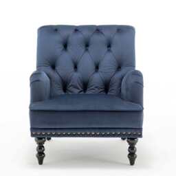 Darwin Velvet Accent Chair In Blue - thumbnail 7