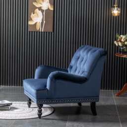 Darwin Velvet Accent Chair In Blue - thumbnail 6