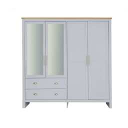 Heritage 4 Door 2 Drawer Mirrored Wardrobe, Grey