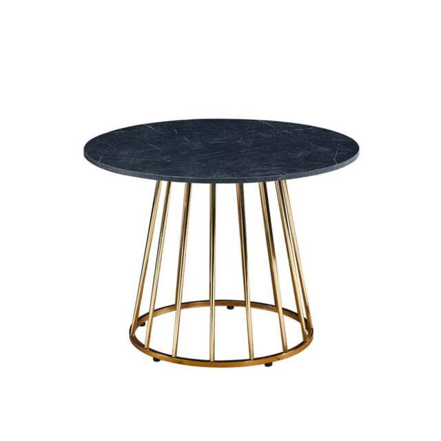 Etta 100cm 4-6 people Round Pedestal Dining Table, Black+Gold