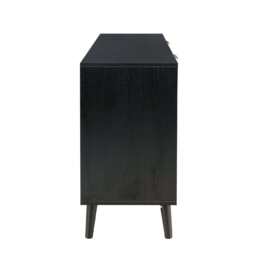 Boho 6 Drawers Chest Rattan Decorated Storage TV Cabinet, Black - thumbnail 8