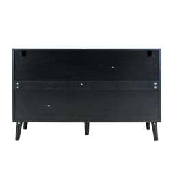 Boho 6 Drawers Chest Rattan Decorated Storage TV Cabinet, Black - thumbnail 7
