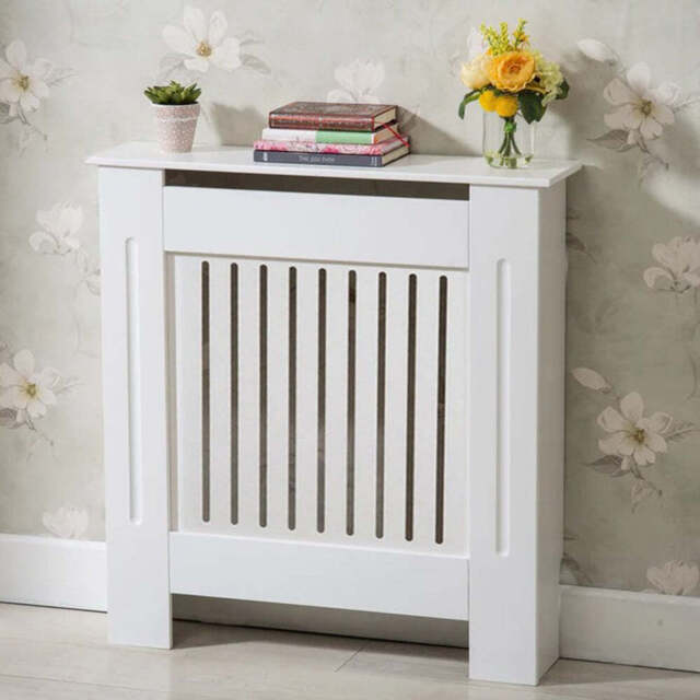 White Modern Wooden Radiator Grill Cover, Small - image 1