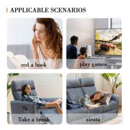 Leathaire Grey Manual Recliner Sofa / Armchair Set - thumbnail 9
