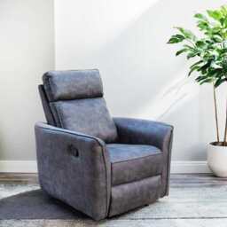 Leathaire Grey Manual Recliner Sofa / Armchair Set, Armchair - thumbnail 1