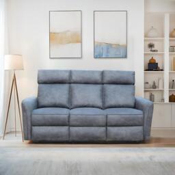 Leathaire Grey Manual Recliner Sofa / Armchair Set - thumbnail 3