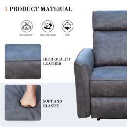Leathaire Grey Manual Recliner Sofa / Armchair Set - thumbnail 8