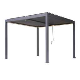 Berlin Outdoor Garden Patio Aluminium Pergola with Roof and Led Lighting, 3M*3M - thumbnail 4