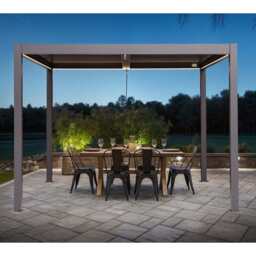 Berlin Outdoor Garden Patio Aluminium Pergola with Roof and Led Lighting, 3M*3M - thumbnail 1
