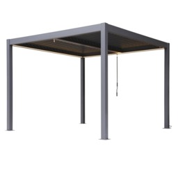 Berlin Outdoor Garden Patio Aluminium Pergola with Roof and Led Lighting, 3M*3M - thumbnail 5