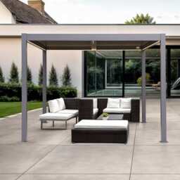 Berlin Outdoor Garden Patio Aluminium Pergola with Roof and Led Lighting, 3M*3M - thumbnail 3