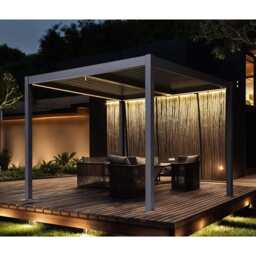 Berlin Outdoor Garden Patio Aluminium Pergola with Roof and Led Lighting, 3M*3M - thumbnail 2