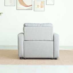 Upholstered Foldable Sofa Bed Pullout Sofa Convertible Sleeper Chair With Arms, Light Grey Linen / Single - thumbnail 8