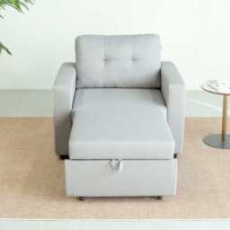 Upholstered Foldable Sofa Bed Pullout Sofa Convertible Sleeper Chair With Arms, Light Grey Linen / Single - thumbnail 5